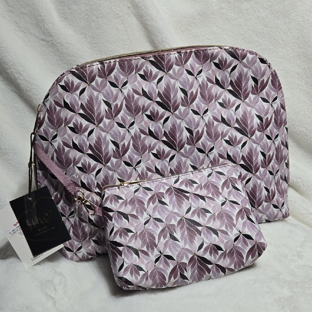 Imoshion Mauve Leaf Travel Cosmetic Bag Duo New